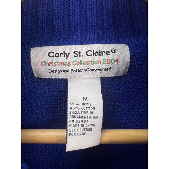 2004 Carly St. Claire Ugly Christmas Sweater Santa Reindeer Size M - Picture 4 of 6